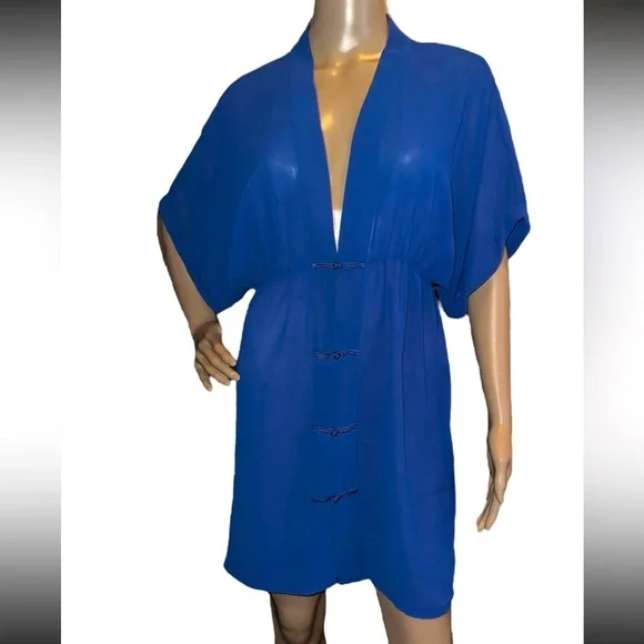 Adome Swim Adome Royal Blue Sheer Kimono Coverup Size Large